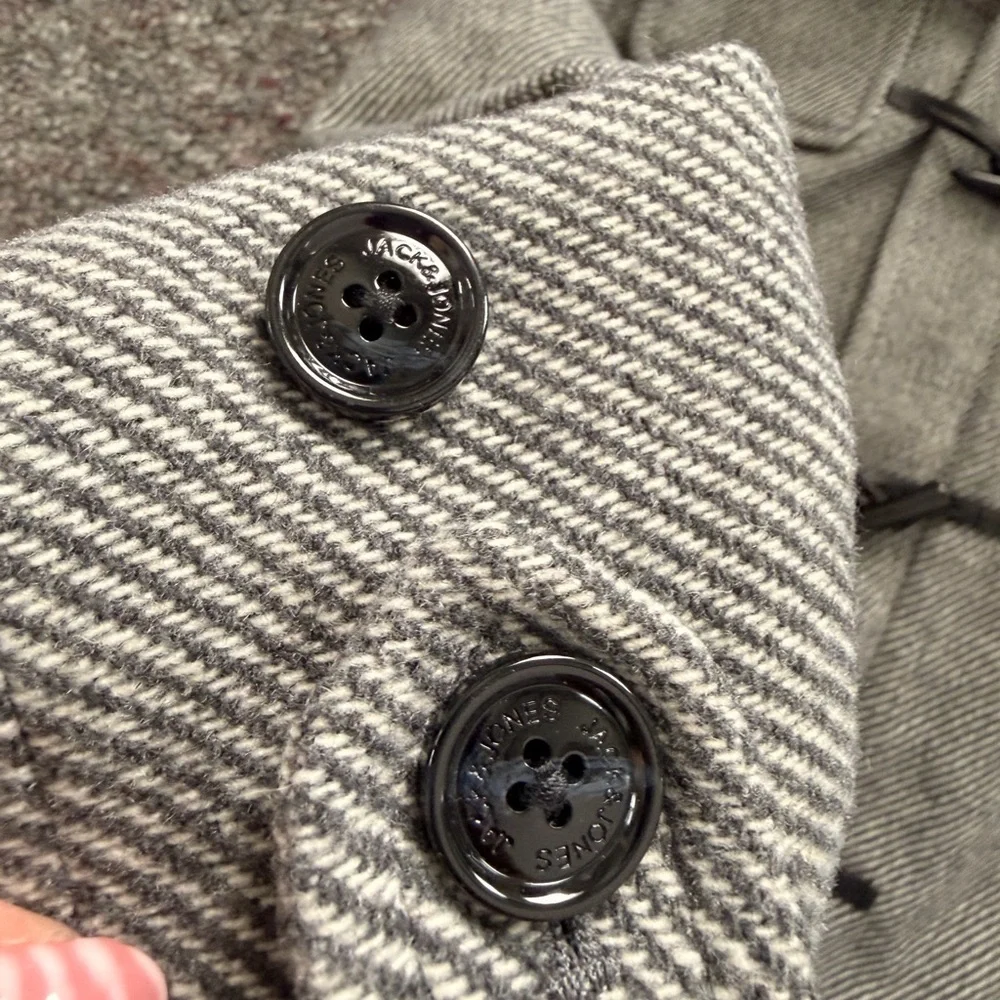 Jack and Jones Charcoal Light Gray Wool Blend Trench Pea Coat Mid length S